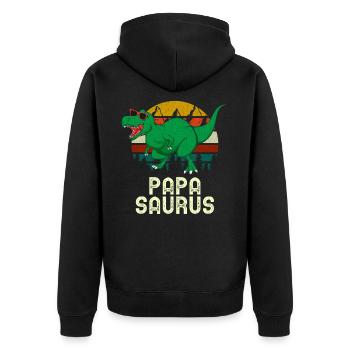 Papa Saurus Rex Papa Dinosaur Papasaurus - Unisex Premium Organic Zip Hoodie - black - Back - Nico (187cm)