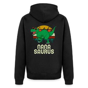 Nana Saurus Rex Nana Dinosaur, Nanasaurus, - Unisex Premium Organic Zip Hoodie - black - Back - Nico (187cm)