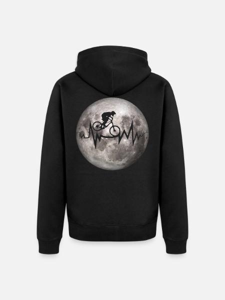 Crazy MTB Moon Heartbeat - Unisex Premium Organic Zip Hoodie - black