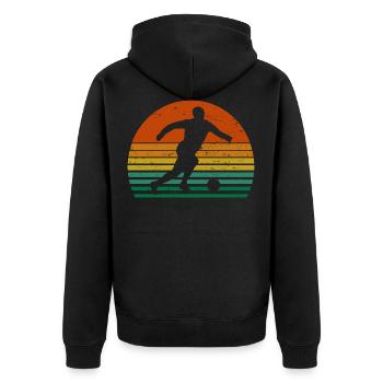 Fussball vintage sunset - Unisex Premium Bio Zip Hoodie - Schwarz - Hinten - Nico (187cm)