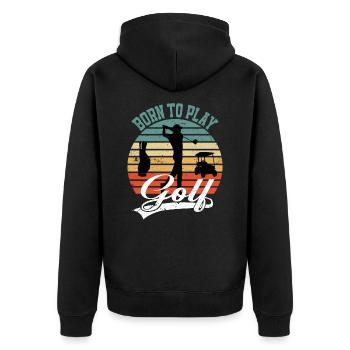 Golfplatz Golfer Geboren zum Golf spielen Golfen - Unisex Premium Bio Zip Hoodie - Schwarz - Hinten - Nico (187cm)