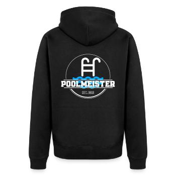 Poolmeister Pool Meister Swimmingpool Poolboy - Unisex Premium Bio Zip Hoodie - Schwarz - Hinten - Nico (187cm)