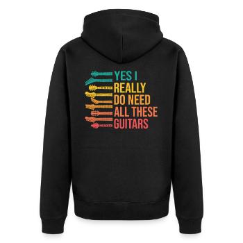 Gitarren Papa Gitarrist - Unisex Premium Bio Zip Hoodie - Schwarz - Hinten - Nico (187cm)