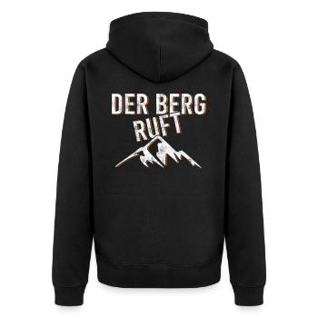 Der Berg ruft - Unisex Premium Bio Zip Hoodie - Schwarz - Hinten - Nico (187cm)