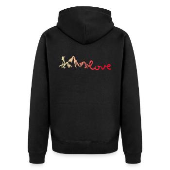 Mountains Hiking love - Unisex Premium Organic Zip Hoodie - black - Back - Nico (187cm)