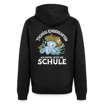 Erster Schultag Einschulung Pirat Erstklässler - Unisex Premium Bio Zip Hoodie - Schwarz - Hinten - Nico (187cm)