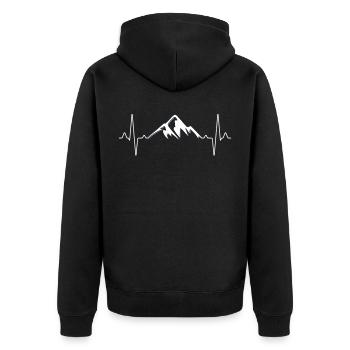 Berge Wandern Herzschlag - Unisex Premium Bio Zip Hoodie - Schwarz - Hinten - Nico (187cm)