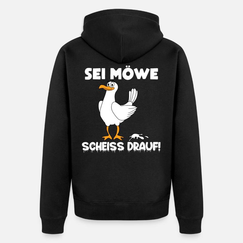 Möwe - Unisex Premium Bio Zip Hoodie - Schwarz