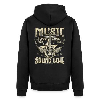 Music Sounds Like Hard Rock Music Rocker Band - Unisex Premium Bio Zip Hoodie - Schwarz - Hinten - Nico (187cm)