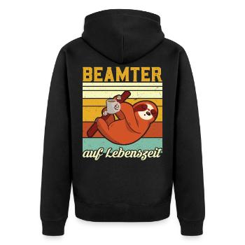 Beamter auf Lebenszeit Geschenkidee Verbeamtung - Unisex Premium Bio Zip Hoodie - Schwarz - Hinten - Nico (187cm)