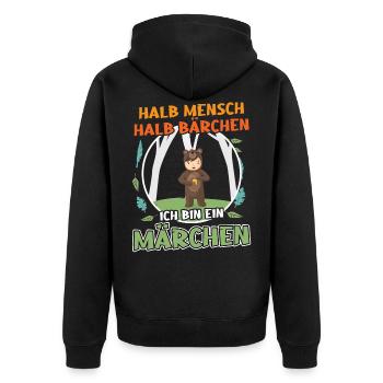 Süßer Teddybär - Halb Mensch Halb Bärchen - Unisex Premium Bio Zip Hoodie - Schwarz - Hinten - Nico (187cm)