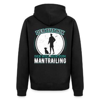 Suchhund Findehund Fährtenhund Mantrailer - Unisex Premium Bio Zip Hoodie - Schwarz - Hinten - Nico (187cm)