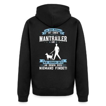 Suchhund Findehund Fährtenhund Mantrailer - Unisex Premium Bio Zip Hoodie - Schwarz - Hinten - Nico (187cm)
