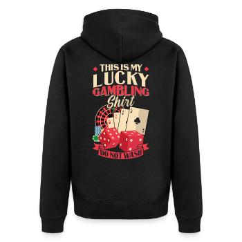 C’est ma chemise de jeu chanceuse ne pas laver - Veste à capuche bio Premium Unisexe - noir - Dos - Nico (187cm)