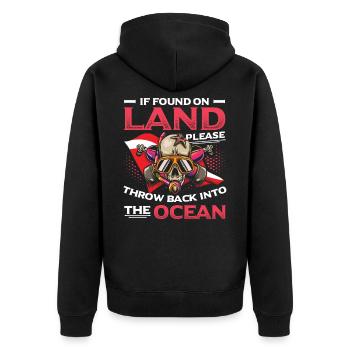Throw Bach Into The Ocean Scuba Diving Taucher - Unisex Premium Bio Zip Hoodie - Schwarz - Hinten - Nico (187cm)