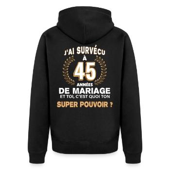 45 années de mariage noces de Vermeil Cadeau papa - Veste à capuche bio Premium Unisexe - noir - Dos - Nico (187cm)