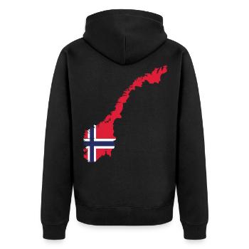 Norwegen Norweger Skandinavien - Unisex Premium Bio Zip Hoodie - Schwarz - Hinten - Nico (187cm)