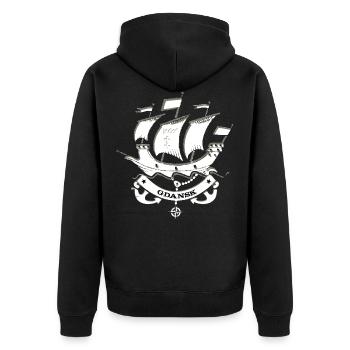 Danzig Polen - Unisex Premium Bio Zip Hoodie - Schwarz - Hinten - Nico (187cm)