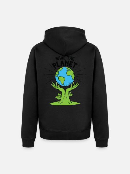 Save the planet - Unisex Premium Organic Zip Hoodie - black