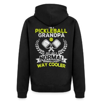 Funny Pickleball Grandpa Dink Retro Vintage - Unisex Premium Bio Zip Hoodie - Schwarz - Hinten - Nico (187cm)