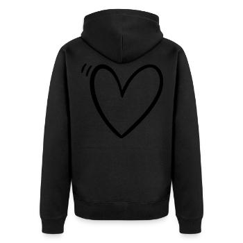 Herz Liebe Beziehung - Unisex Premium Bio Zip Hoodie - Schwarz - Hinten - Nico (187cm)