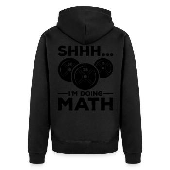Shhh I'm doing Math Gym Fitness Training - Unisex Premium Bio Zip Hoodie - Schwarz - Hinten - Nico (187cm)