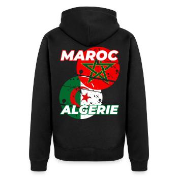 Marokko Algerien - Unisex Premium Bio Zip Hoodie - Schwarz - Hinten - Nico (187cm)