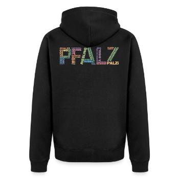 Pfalz Palz Pfälzer Dialekt Pfälzisch Schorle - Unisex Premium Bio Zip Hoodie - Schwarz - Hinten - Nico (187cm)