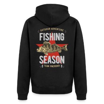 Zander Pikeperch - Unisex Premium Organic Zip Hoodie - black - Back - Nico (187cm)