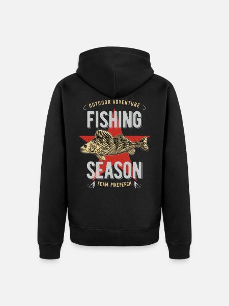 Zander Pikeperch - Unisex Premium Organic Zip Hoodie - black