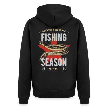 Eel anguillae fishing - Unisex Premium Organic Zip Hoodie - black - Back - Nico (187cm)