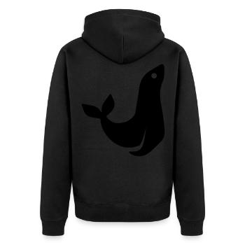 seehund tier - Unisex Premium Bio Zip Hoodie - Schwarz - Hinten - Nico (187cm)
