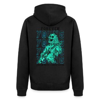 Skeleton Guitarist Guitar Player Rock Music - Unisex Premium Organic Zip Hoodie - black - Back - Nico (187cm)