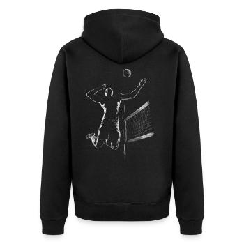 Volleyball - Unisex Premium Organic Zip Hoodie - black - Back - Nico (187cm)