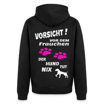 Hund & Frauchen - Unisex Premium Bio Zip Hoodie - Schwarz - Hinten - Nico (187cm)