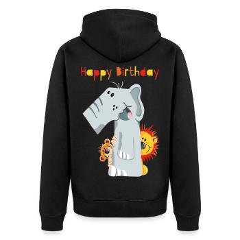 Happy Birthday - Erster Geburtstag - Zahl Eins - Unisex Premium Bio Zip Hoodie - Schwarz - Hinten - Nico (187cm)