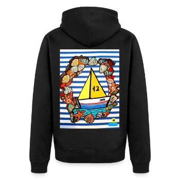 EC Holiday I Boat I Sea I maritim - Unisex Premium Organic Zip Hoodie - black - Back - Nico (187cm)