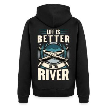 Kanu Kanut Kanutin Kanufahrer - Unisex Premium Bio Zip Hoodie - Schwarz - Hinten - Nico (187cm)