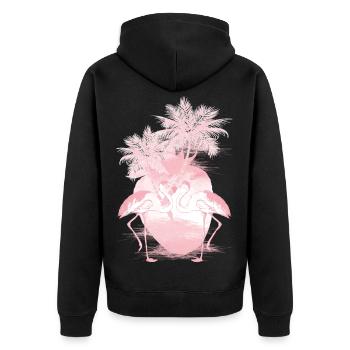 Palm Flamants Roses d’été - Veste à capuche bio Premium Unisexe - noir - Dos - Nico (187cm)