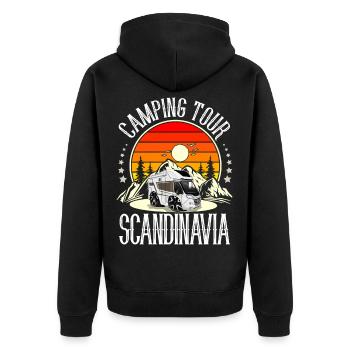 Camping Camper Campen Skandinavien - Unisex Premium Bio Zip Hoodie - Schwarz - Hinten - Nico (187cm)