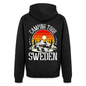 Camping Tour Schweden Campen Camper - Unisex Premium Bio Zip Hoodie - Schwarz - Hinten - Nico (187cm)