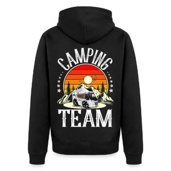 Camping Team - Unisex Premium Bio Zip Hoodie - Schwarz - Hinten - Nico (187cm)