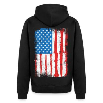 USA Patriotischer Klarinettist - Unisex Premium Bio Zip Hoodie - Schwarz - Hinten - Nico (187cm)
