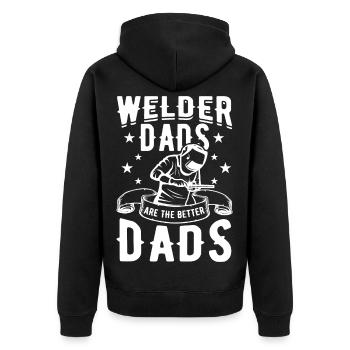 Welder Father - Unisex Premium Organic Zip Hoodie - black - Back - Nico (187cm)
