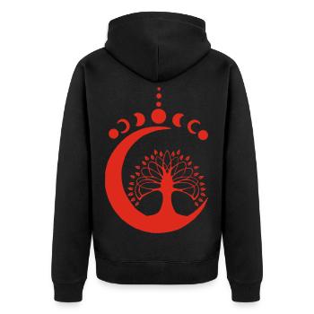 Red Lunar Tree - Unisex Premium Organic Zip Hoodie - black - Back - Nico (187cm)