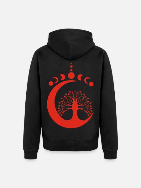 Red Lunar Tree - Unisex Premium Organic Zip Hoodie - black