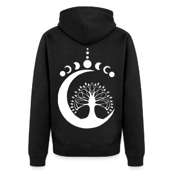 White Lunar Tree - Unisex Premium Organic Zip Hoodie - black - Back - Nico (187cm)