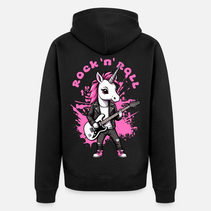 Licorne Rock 'n' Roll - Veste à capuche bio Premium Unisexe - noir