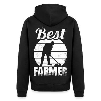 Bester Landwirt - Unisex Premium Bio Zip Hoodie - Schwarz - Hinten - Nico (187cm)