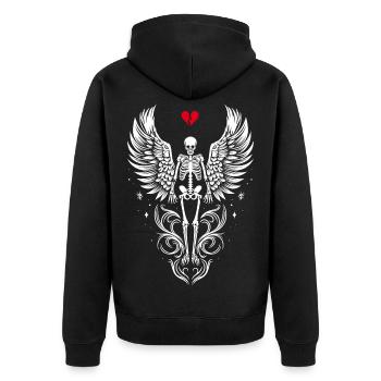 Squelette avec des ailes Anti Saint Valentin - Veste à capuche bio Premium Unisexe - noir - Dos - Nico (187cm)